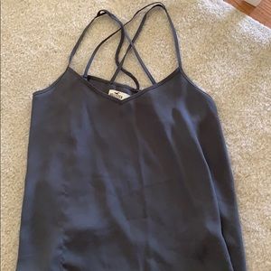 Hollister Gray Crisscross Tank Top Blouse